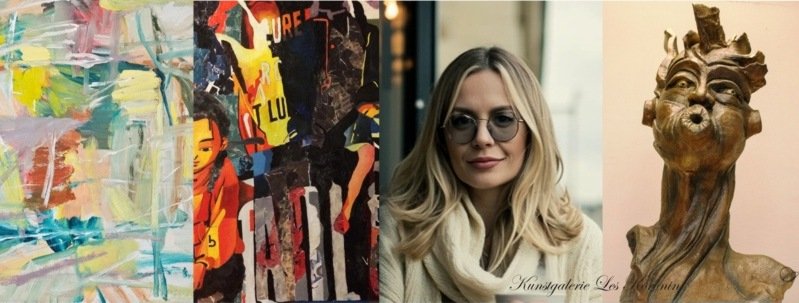 Die Online-Galerie Koronin, Bannerpräsentation mit den Künstlern Tamnhuy, Alain Cabot, Artemis Irenäus von Baste und Fabian Caro