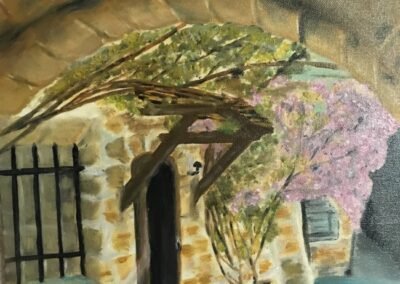 Entrée maison pittoresque et voute (huile) 30x40 cm