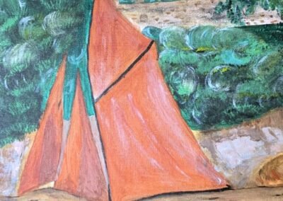 Voilier orange (acrylique) 30x40 cm