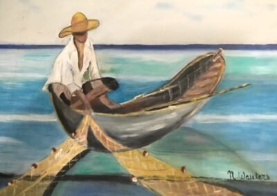 Le pêcheur (huile) 40x30 cm