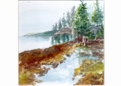 « Lac des Rousses, les tourbières » - Aquarelle et crayons sur papier Arche – 20x20cm (avec cadre), aquarelle-isabelle-morin-vente-solidaire-pontault-combault