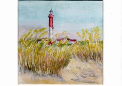 « Phare de la Coudre » - Aquarelle et crayons sur papier Arche – 20x20cm (avec cadre)