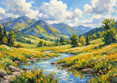 Artemis Irenäus von Baste, «Frühling im Engadin». Huile sur toile. 110x60cm.