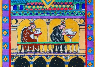 Metaenluminure Scriptorium - 2025, acrilico su tela, 60x70cm.