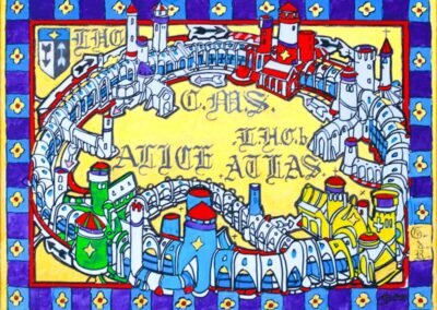 Metaenluminure del rilevatore LHC vista dall alto - 2025, acrilico su tela, 70x100cm.