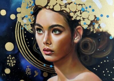 « Drops of Jupiter »: oil on canvas with gold and silver leaf, cm 50x40, Euro 950
