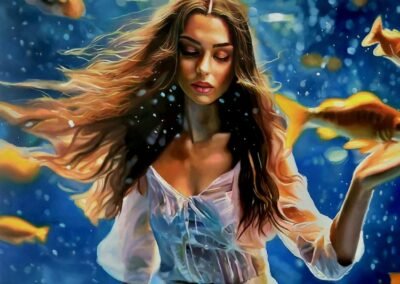 « Meet me down there » : oil on paneled canvas, framed, cm 70x70, Euro 1300