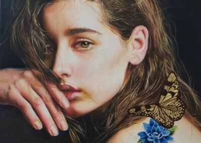 « Spread your wings » : oil on canvas with gold leaf, cm 30x30, Euro 450