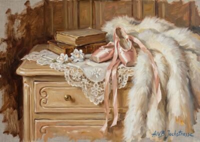 Pour Artemis Irenäus von Baste, les objets inertes ont une identité, une âme. C’est l’enjeu de cette peinture à l’huile sur toile, dans la tradition de montrer qui l’on est par les objets que l’on possède.