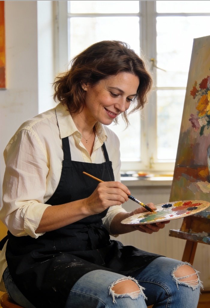 Vestara Psod ist eine zeitgenössische Malerin, die sich für Stillleben mit Musikinstrumenten interessiert, die aus Pflanzen hergestellt wurden. 