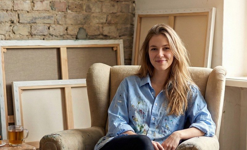 Dans cette photo, Anja Dallenbach pose dans son atelier de Meggen.