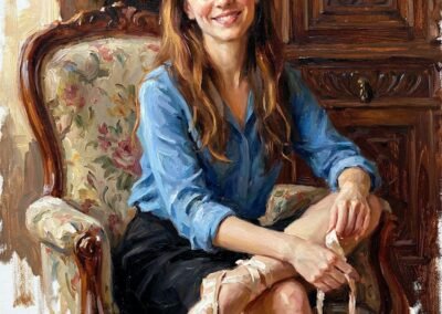 Portrait d'Imke Embach avec les chaussons de danse d'Artemis Irenäus von Baste. Portrait réalisé à Jochstrasse.