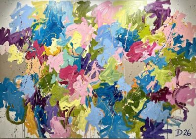 Peinture expressionniste abstraite vibrante d'Anja Dallenbach Peinture expressionniste abstraite vibrante d'Anja Dallenbach représentant des émotions féminines écloses, présentée par la Galerie Koronin représentant des émotions féminines écloses, présentée par la Galerie Koronin.