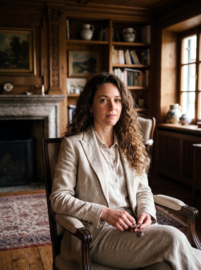Photo représentant l’artiste peintre Anya Katarina Sokolova-Gassner, artiste peintre membrfe de la galerie France -  Suisse les Koronin.  L'artiste utilise donc son art pour dénoncer le féminicide et l'emprise. 