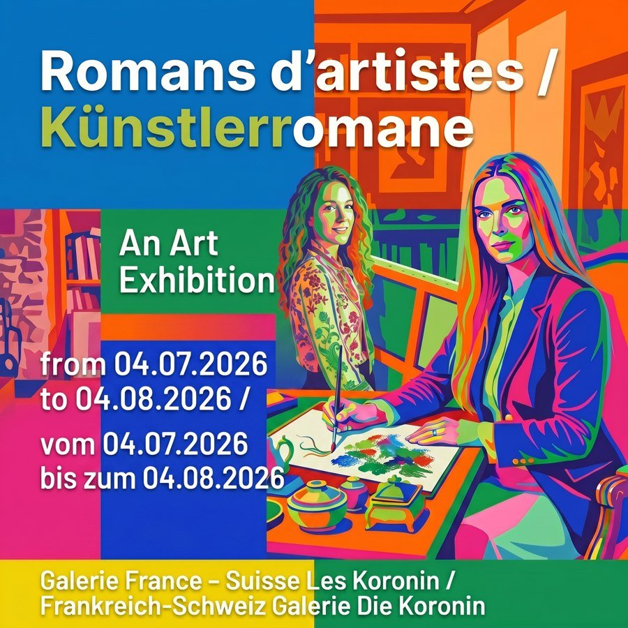 Cette image créée par Artémis Irenäus von Baste annonce l’exposition romans d’artistes juillet 2026.