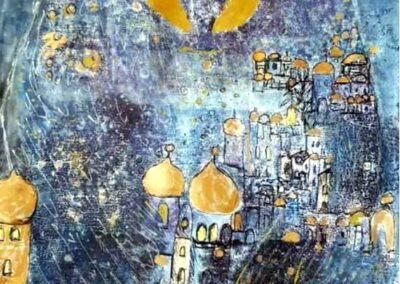 Gardian Angel protects the city, Mischtechnik, par l’artiste Gisela Kentmann
