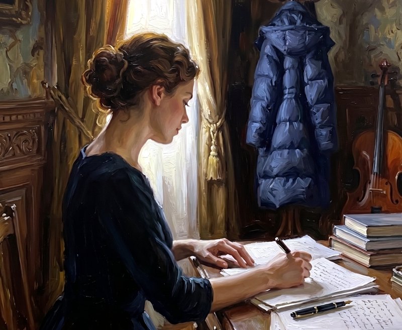 vestara psod peinture femme bureau ecriture violoncelle doudoune roman d artiste galerie koronin lucerne