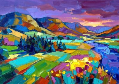 Une peinture à l’huile sur toile célébrant le jura, par l’artiste Barbara le Louverot, exposée dans la galerie d’art en ligne Les Koronin.