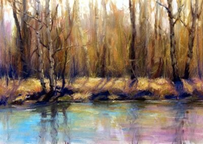 Dessin au pastel sec sur papier La berge de l'artiste E Popeia Galerie d'art en ligne Koronin