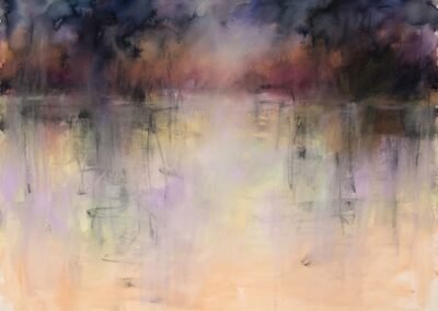 Aquarelle et crayon sur papier Sur le marais de l'artiste E Popeia présentée à la Galerie d'art en ligne Koronin