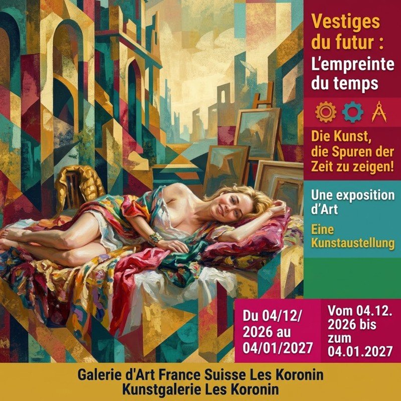 Affiche de l'exposition d'art Vestiges du futur par la Galerie Les Koronin
