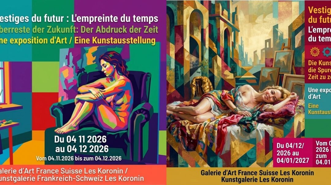 Les ddeux affiches de l'exposition d'art à la gakerie d'art Les Koronin.